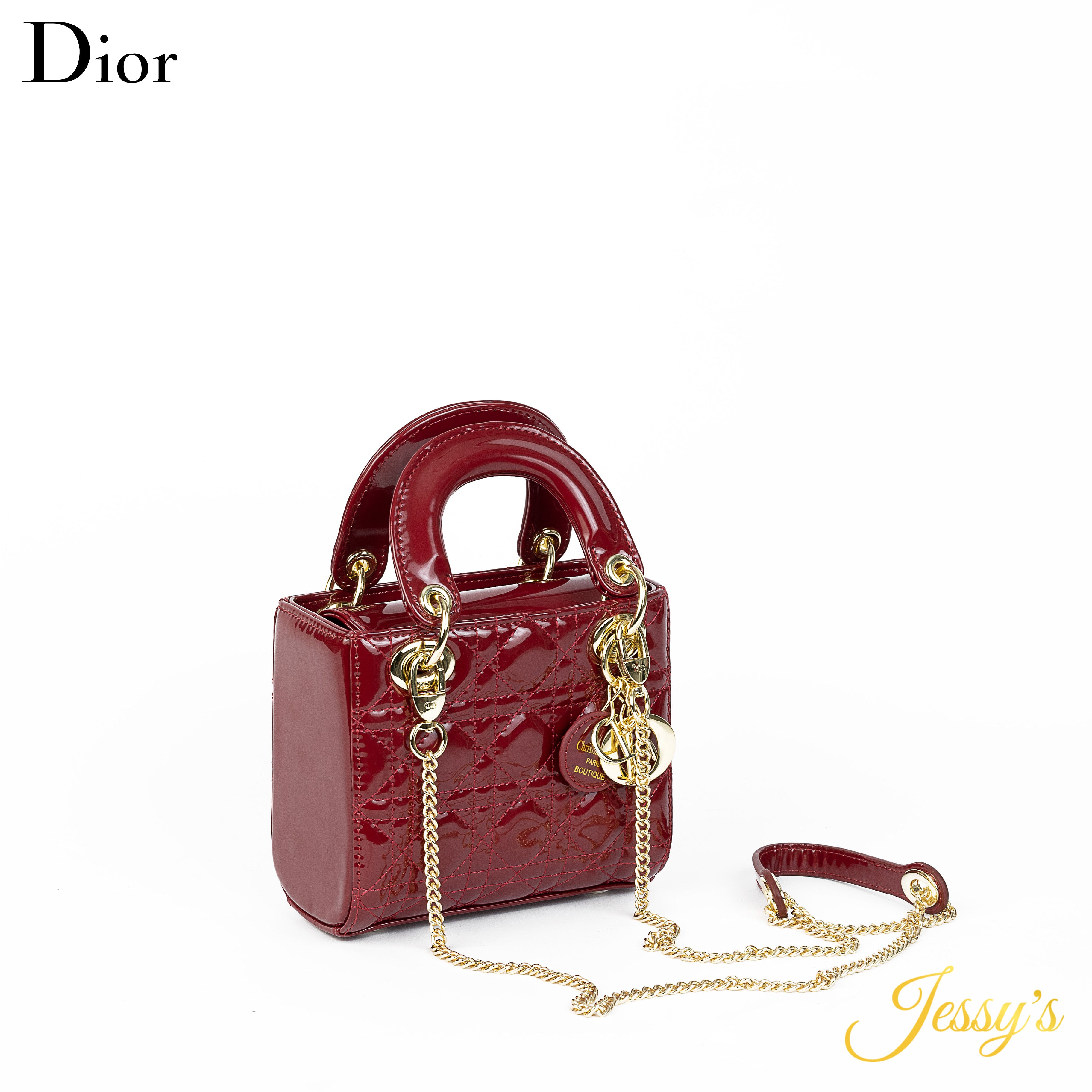 حقيبة Lady Dior Mini – برغندي