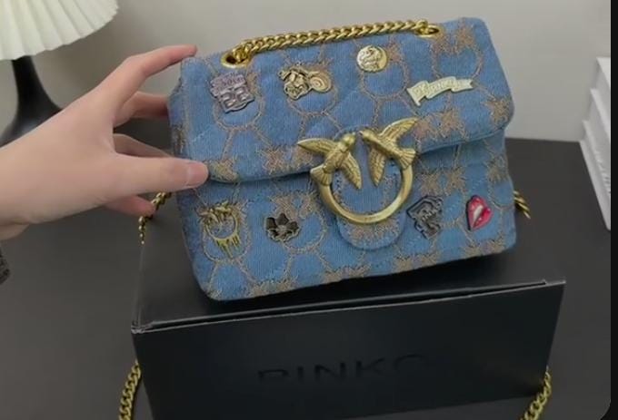 PINKO Denim Patch Bag